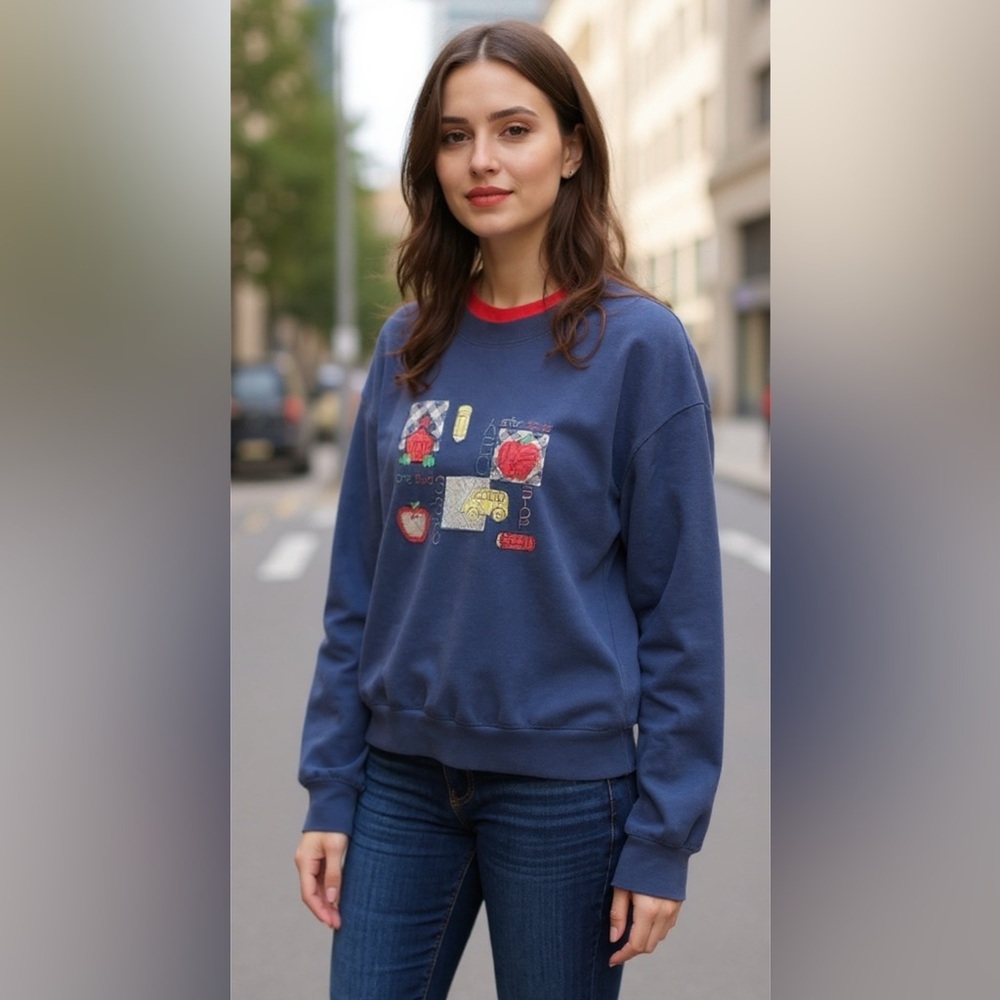 Vintage Gopher Sports Navy Blue Embroidered ABC Sweatshirt